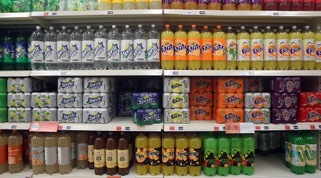 (General view of soft drinks on supermarket shelving. Image/PA) 