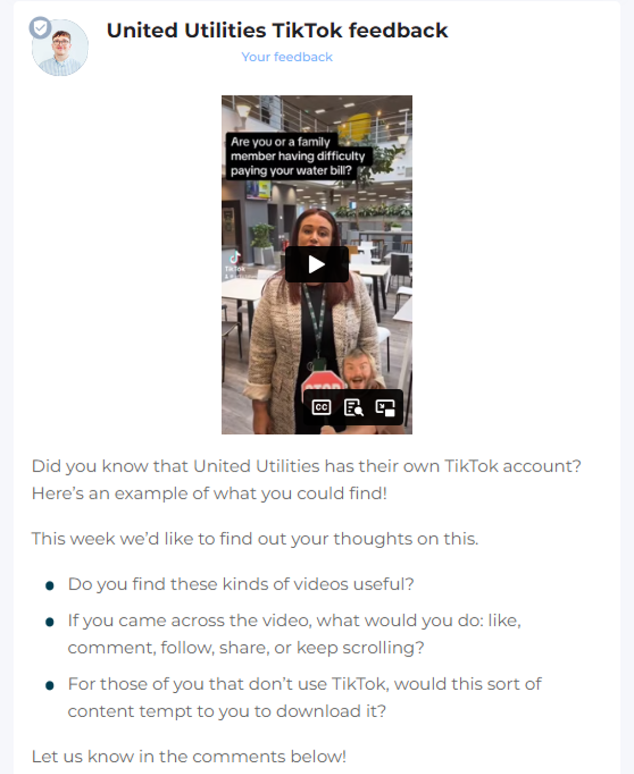 TicTok feedback