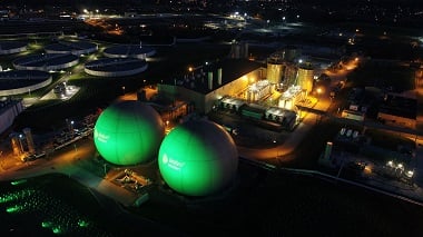 Davyhulme WwTW green gas holders