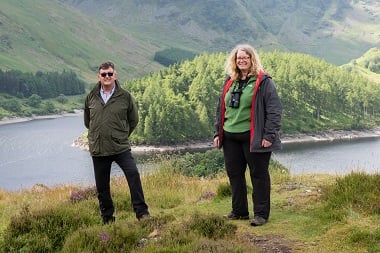 Steve Mogford, CEO of United Utilities, and Beccy Speight, CEO of the RSPB, at Haweswater in the Lake District.