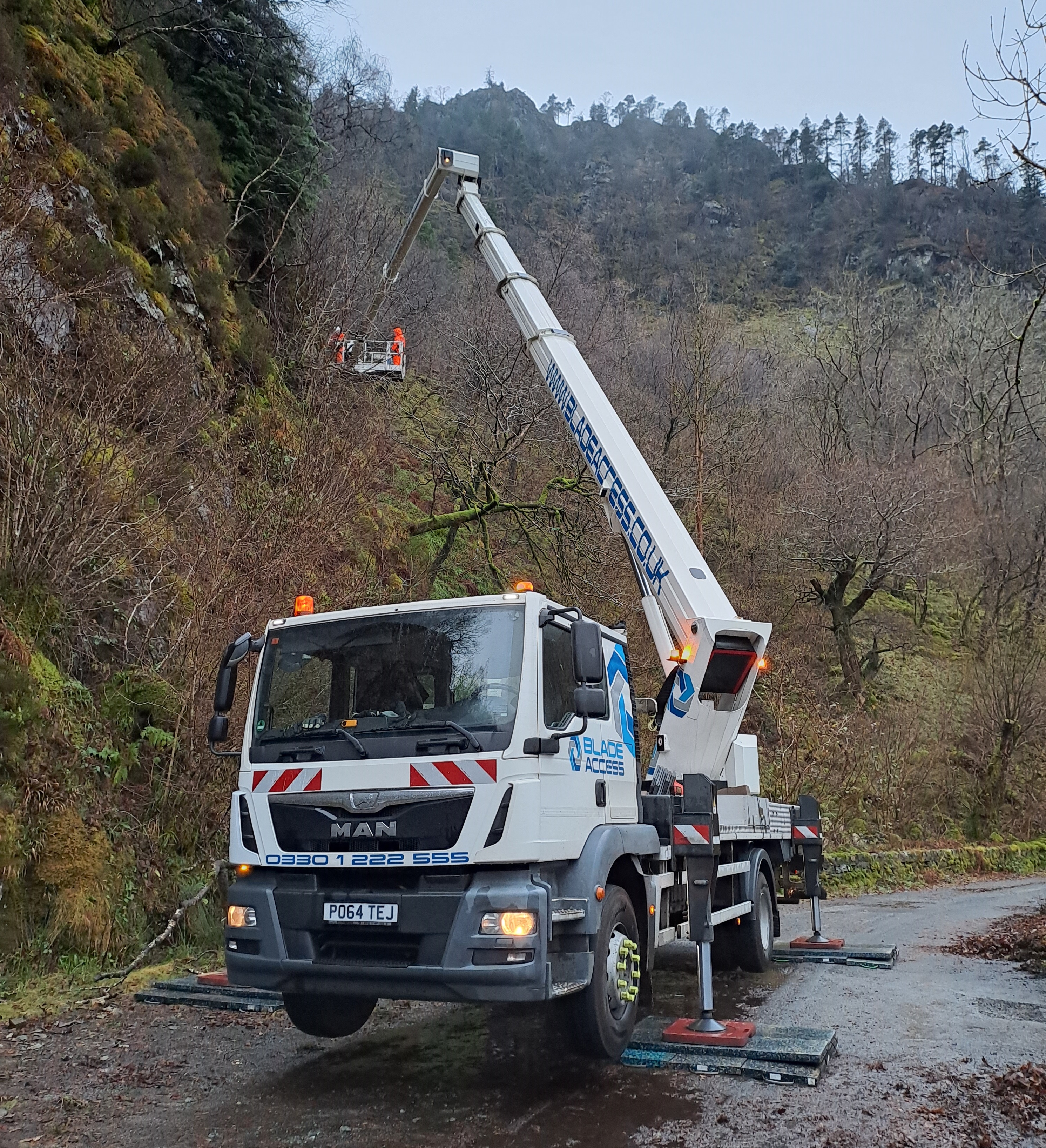 Contractors working on the crag 