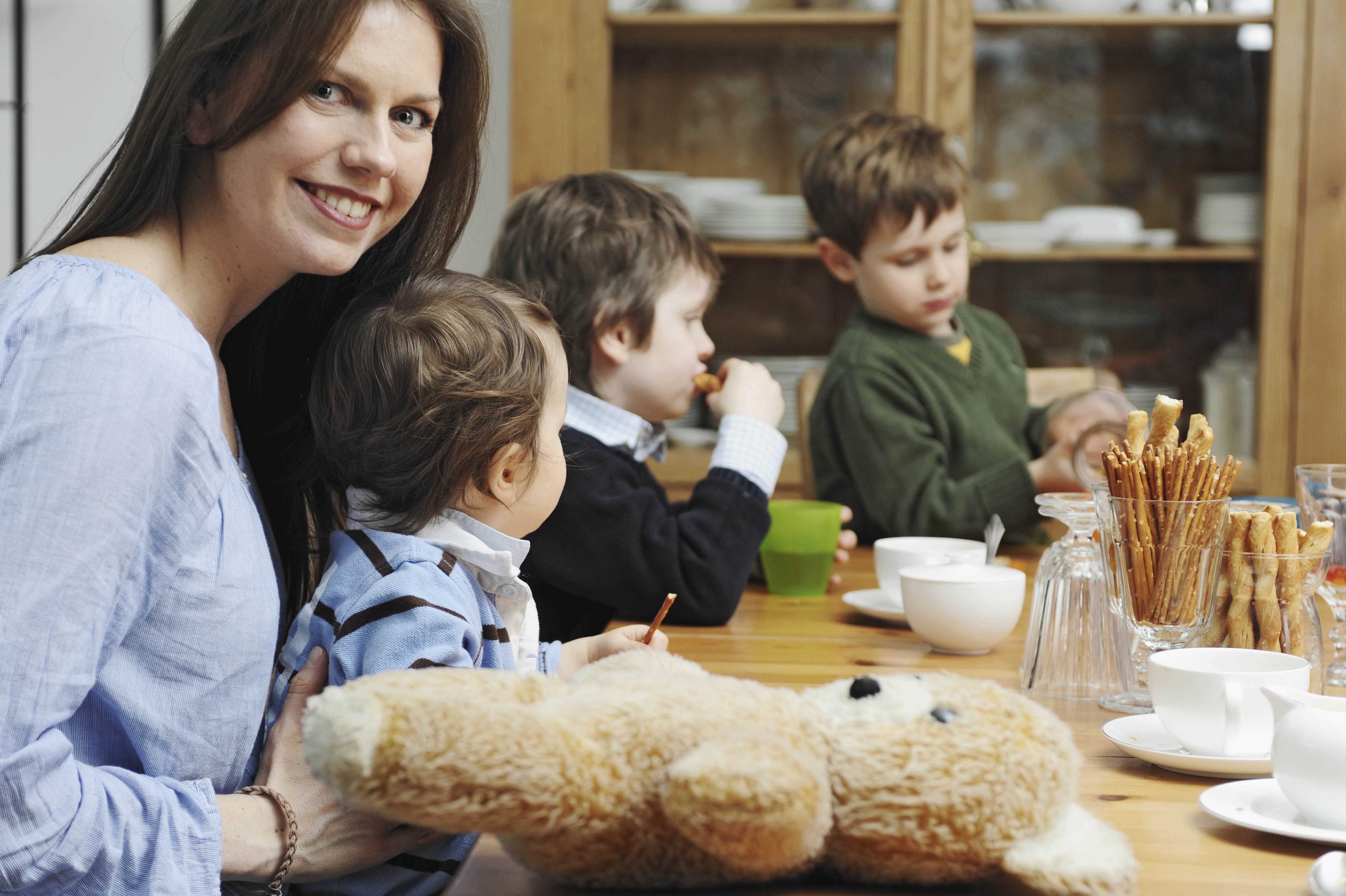 Family at dining table